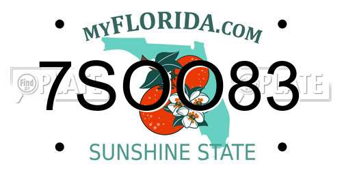 7SOO83 Florida License Plate