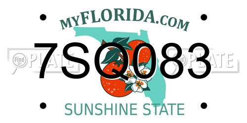 7SQ083 Florida License Plate