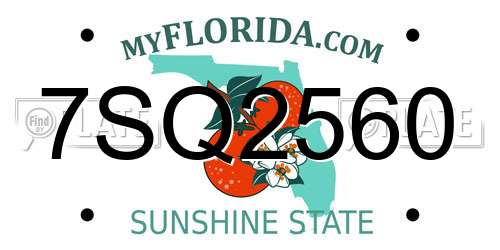 7SQ2560 Florida License Plate