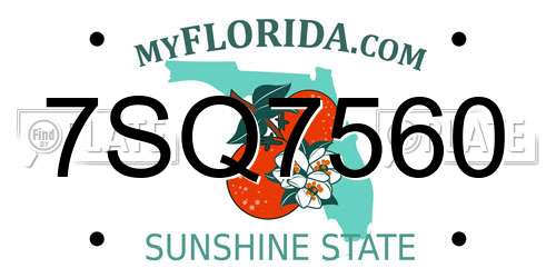 7SQ7560 Florida License Plate