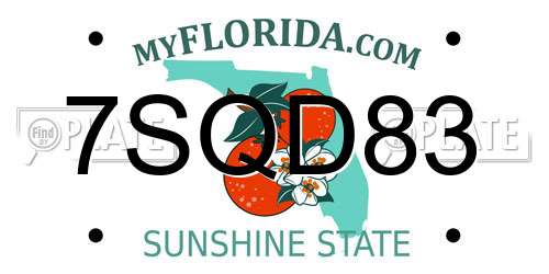 7SQD83 Florida License Plate