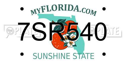 7SR540 Florida License Plate