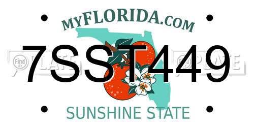 7SST449 Florida License Plate