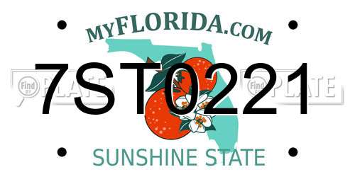7ST0221 Florida License Plate