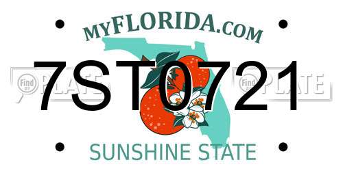 7ST0721 Florida License Plate