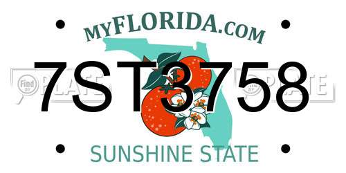 7ST3758 Florida License Plate