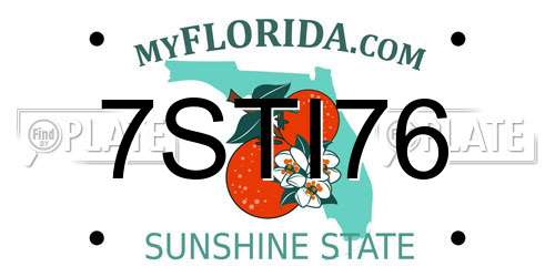 7STI76 Florida License Plate