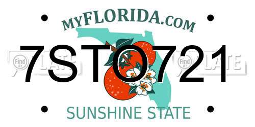 7STO721 Florida License Plate