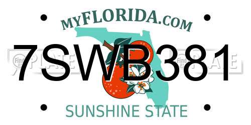 7SWB381 Florida License Plate