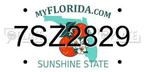 7SZ2829 Florida License Plate