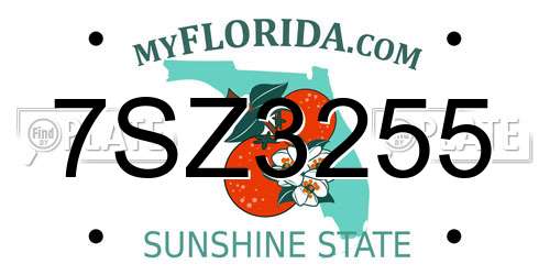 7SZ3255 Florida License Plate