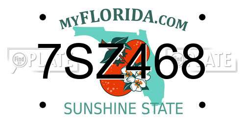 7SZ468 Florida License Plate
