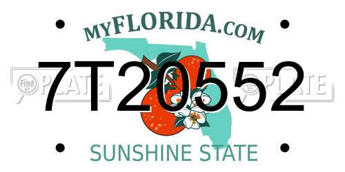 7T20552 Florida License Plate