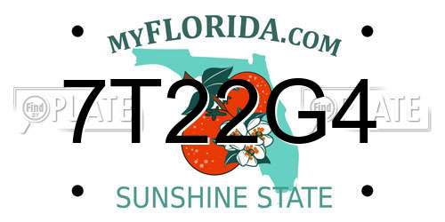 7T22G4 Florida License Plate