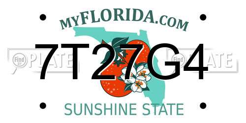 7T27G4 Florida License Plate