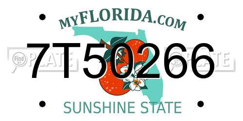 7T50266 Florida License Plate