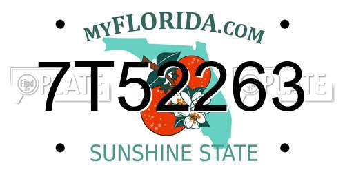 7T52263 Florida License Plate