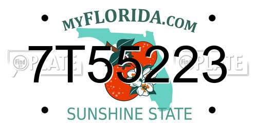 7T55223 Florida License Plate