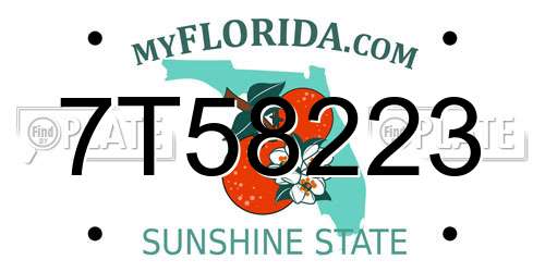 7T58223 Florida License Plate
