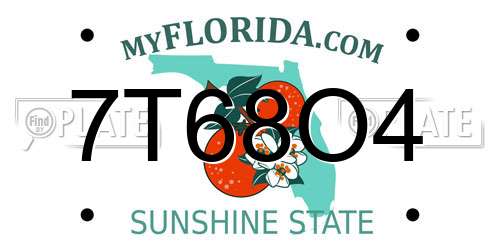 7T68O4 Florida License Plate