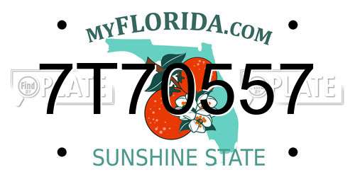 7T70557 Florida License Plate