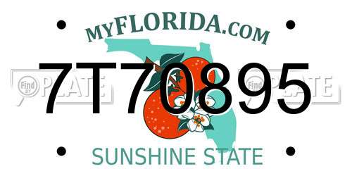 7T70895 Florida License Plate