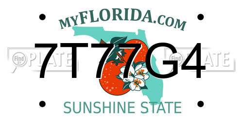 7T77G4 Florida License Plate