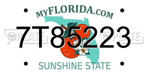 7T85223 Florida License Plate