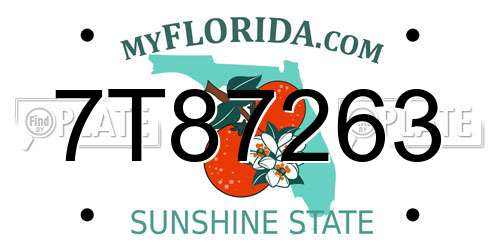 7T87263 Florida License Plate
