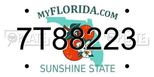 7T88223 Florida License Plate