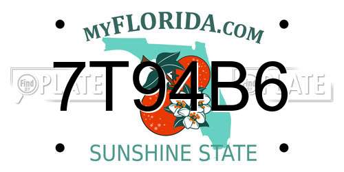 7T94B6 Florida License Plate