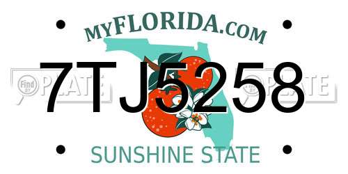 7TJ5258 Florida License Plate