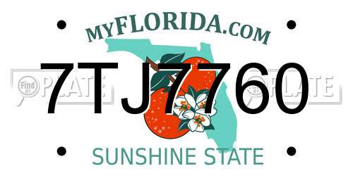7TJ7760 Florida License Plate