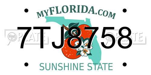 7TJ8758 Florida License Plate