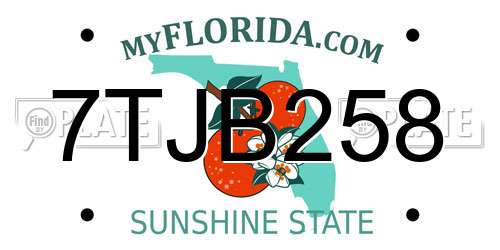 7TJB258 Florida License Plate