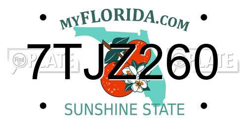 7TJZ260 Florida License Plate