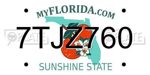 7TJZ760 Florida License Plate