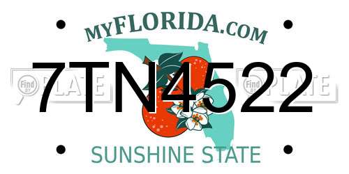 7TN4522 Florida License Plate