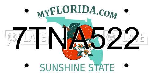 7TNA522 Florida License Plate