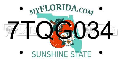 7TQG034 Florida License Plate