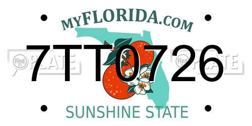 7TT0726 Florida License Plate