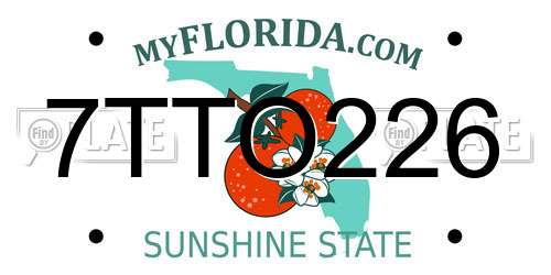 7TTO226 Florida License Plate