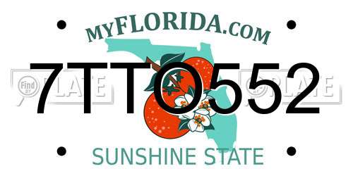 7TTO552 Florida License Plate