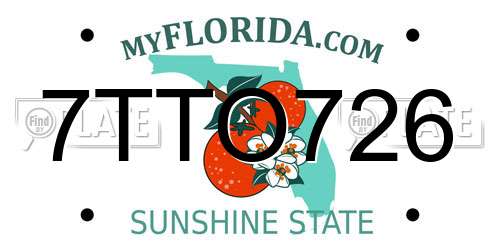 7TTO726 Florida License Plate
