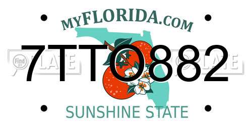 7TTO882 Florida License Plate