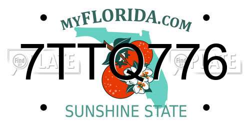 7TTQ776 Florida License Plate