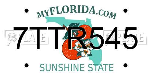 7TTR545 Florida License Plate