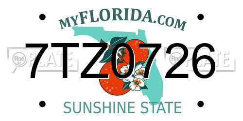 7TZ0726 Florida License Plate