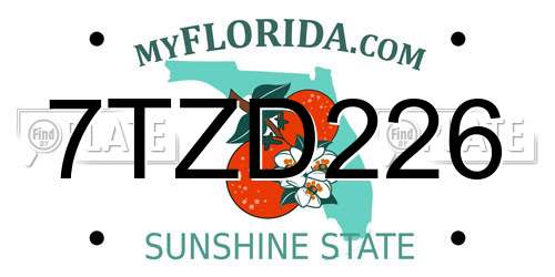 7TZD226 Florida License Plate