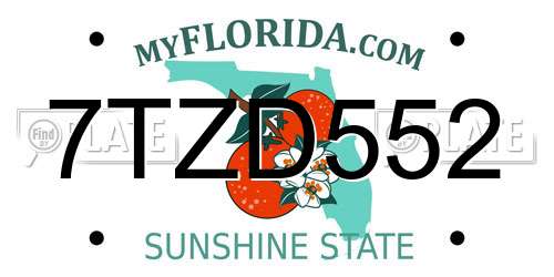 7TZD552 Florida License Plate